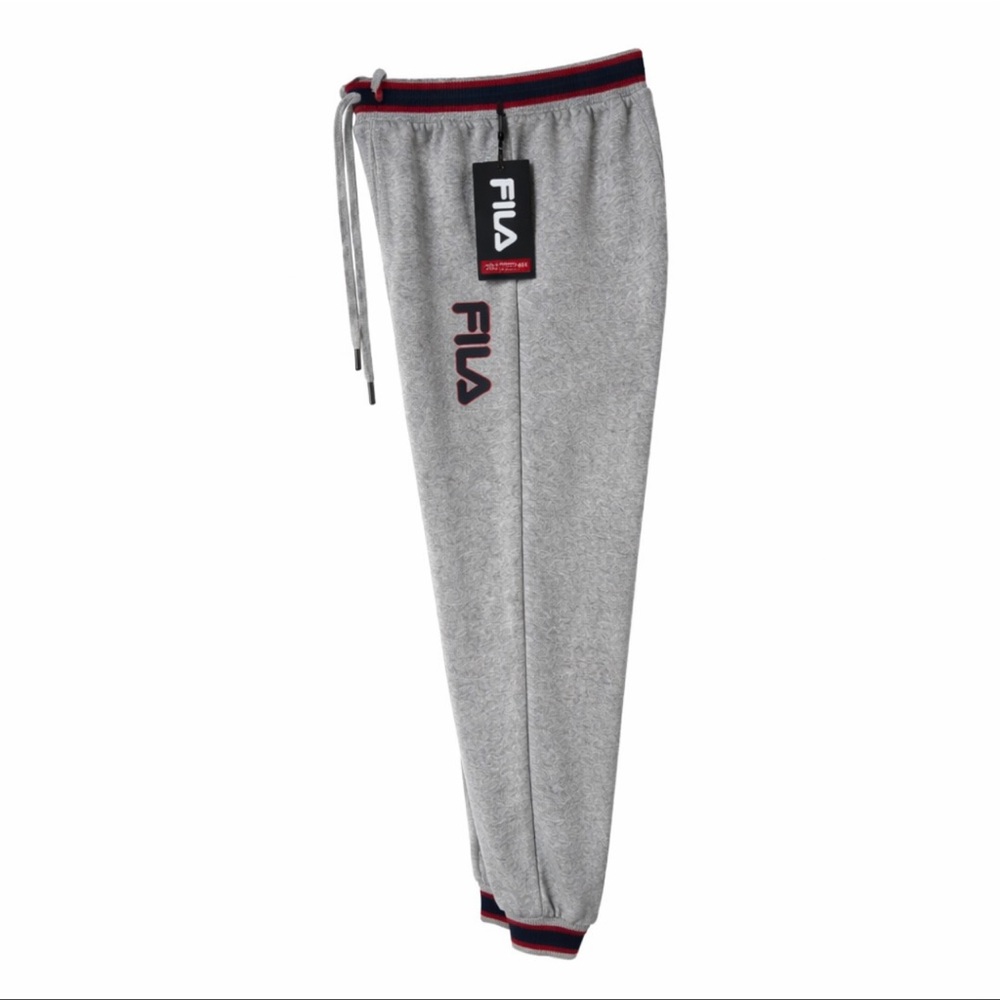 NWT Fila Men’s XL Sleepwear Jogger Pants Gray Logo Lounge Drawstring - Picture 2 of 10